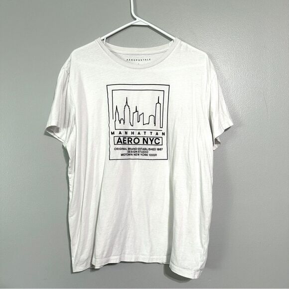 Aeropostale Men’s size Large white NYC graphic tee 601B4 - Picture 1 of 4
